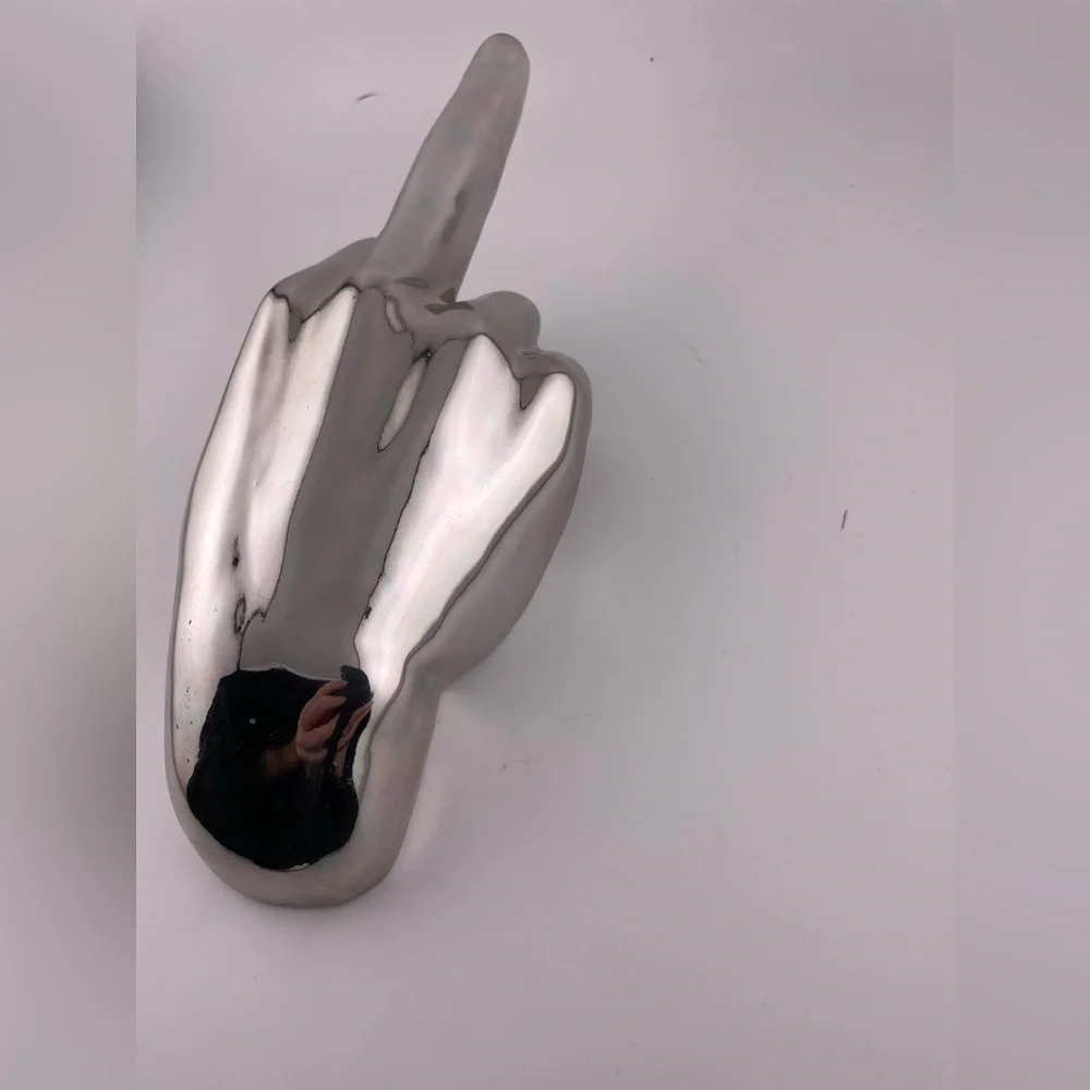 Silver Middle Finger hand Wall Mount - 9